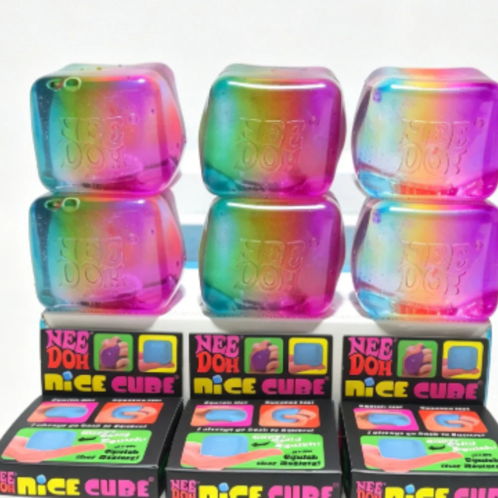 Schylling Nee Doh Rainbow Cube Squishy Fidget Toy Fingertip Stress Relief Sensory Play Gift