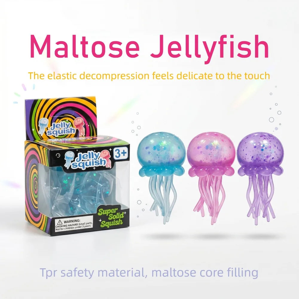 Trending Nee Doh Jellyfish Squish Toy, Soft Jelly Squeeze Stress Relief Fidget Toy, Sensory NeeDoh for Kids & Adults New