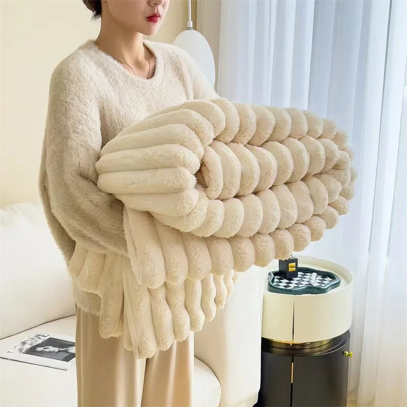 Larger Size 270*230 CM(108*92 Inch)Fleece 3S Quick Warm Blanket For Couch - Super Soft Cozy Blankets For Women, All Season Self Warm Blanket
