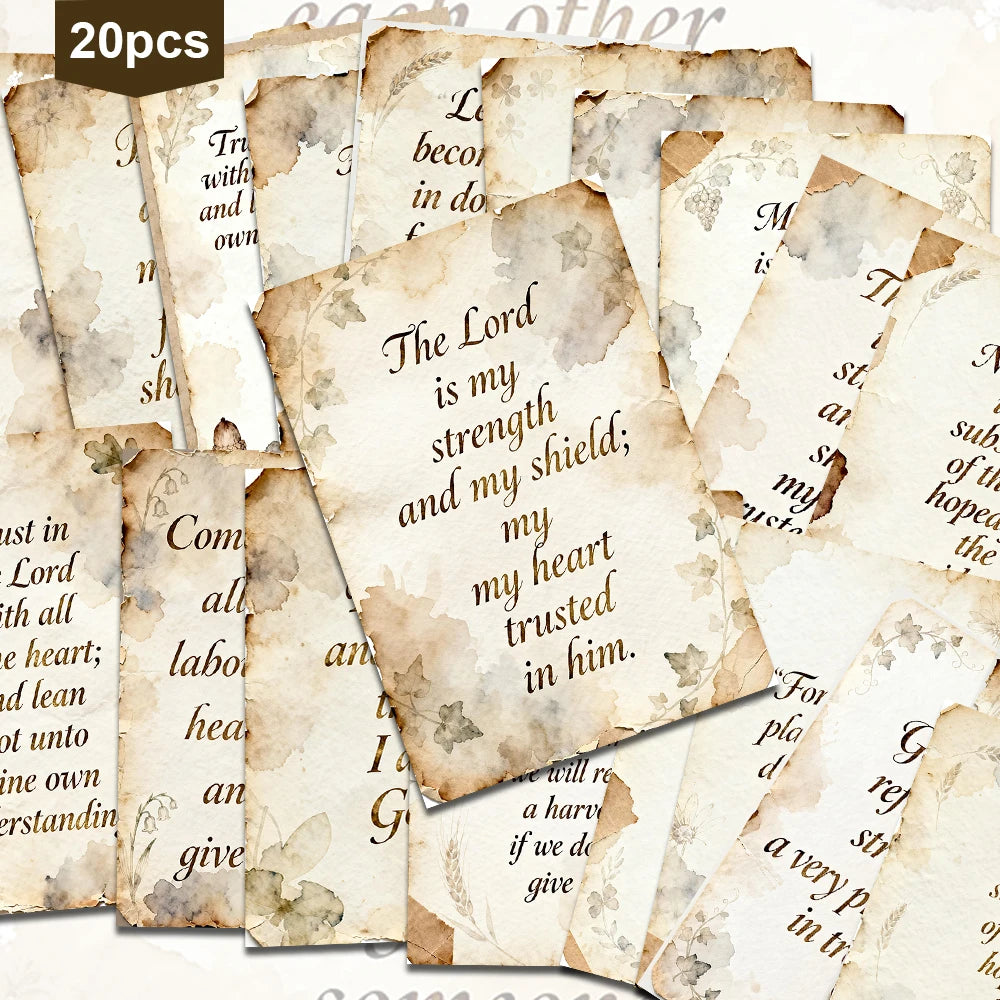 20pcs Retro Bible Verse Greeting Cards,Christian Faith Inspirational Quote Postcards,Religious Wall Decor,Gift For Office,Church