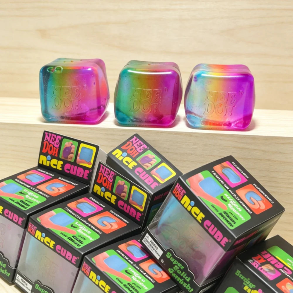 Schylling Nee Doh Rainbow Cube Squishy Fidget Toy Fingertip Stress Relief Sensory Play Gift