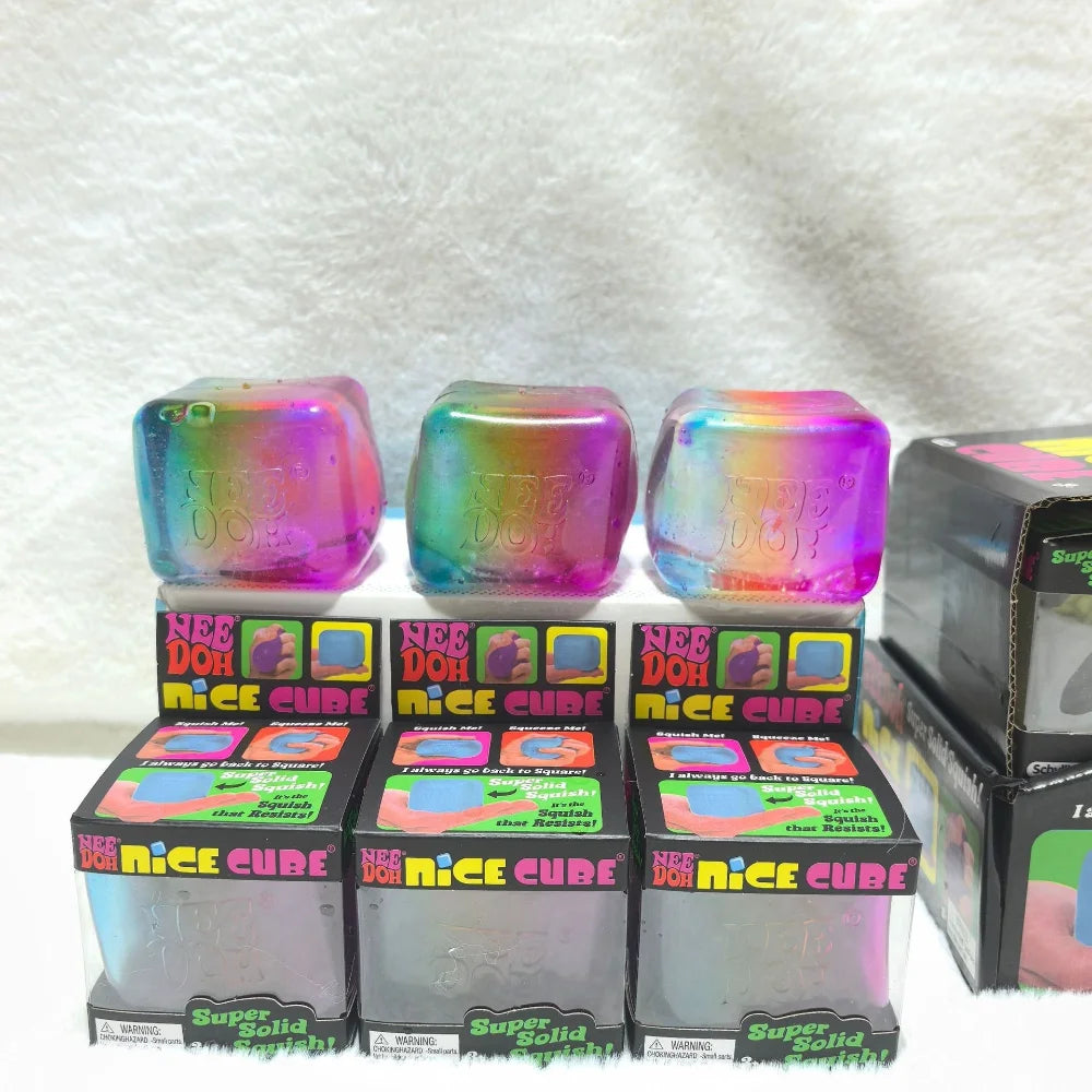 Schylling Nee Doh Rainbow Cube Squishy Fidget Toy Fingertip Stress Relief Sensory Play Gift