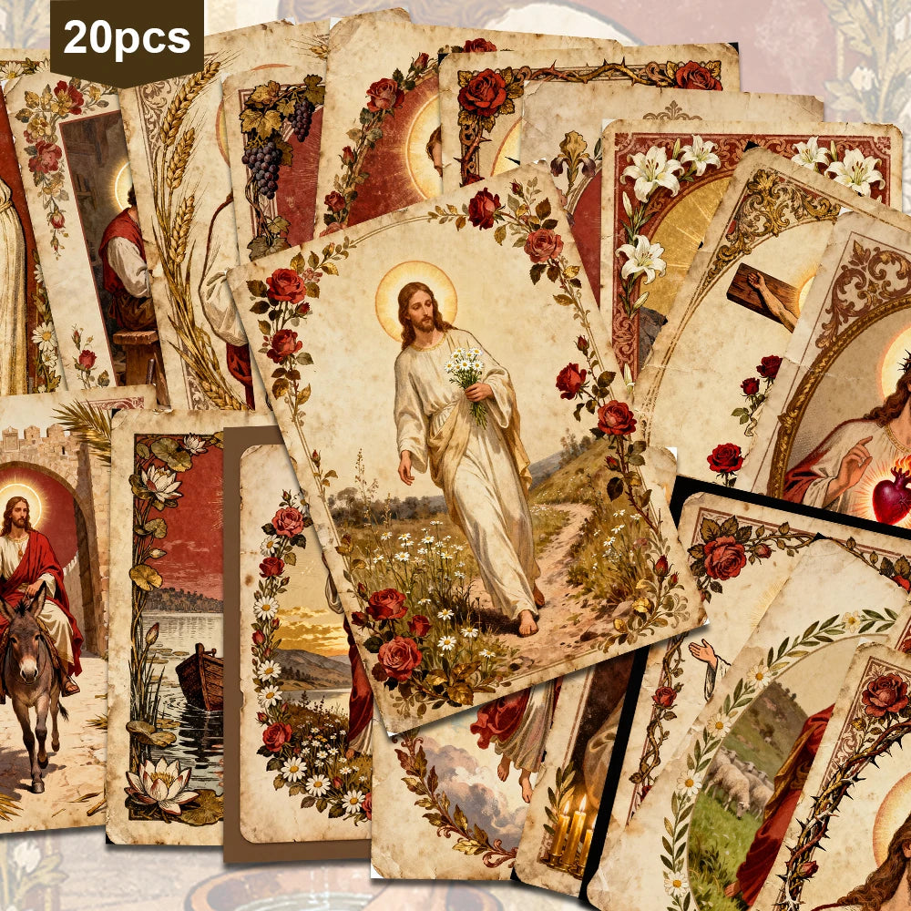 20pcs Retro Bible Verse Greeting Cards,Christian Faith Inspirational Quote Postcards,Religious Wall Decor,Gift For Office,Church