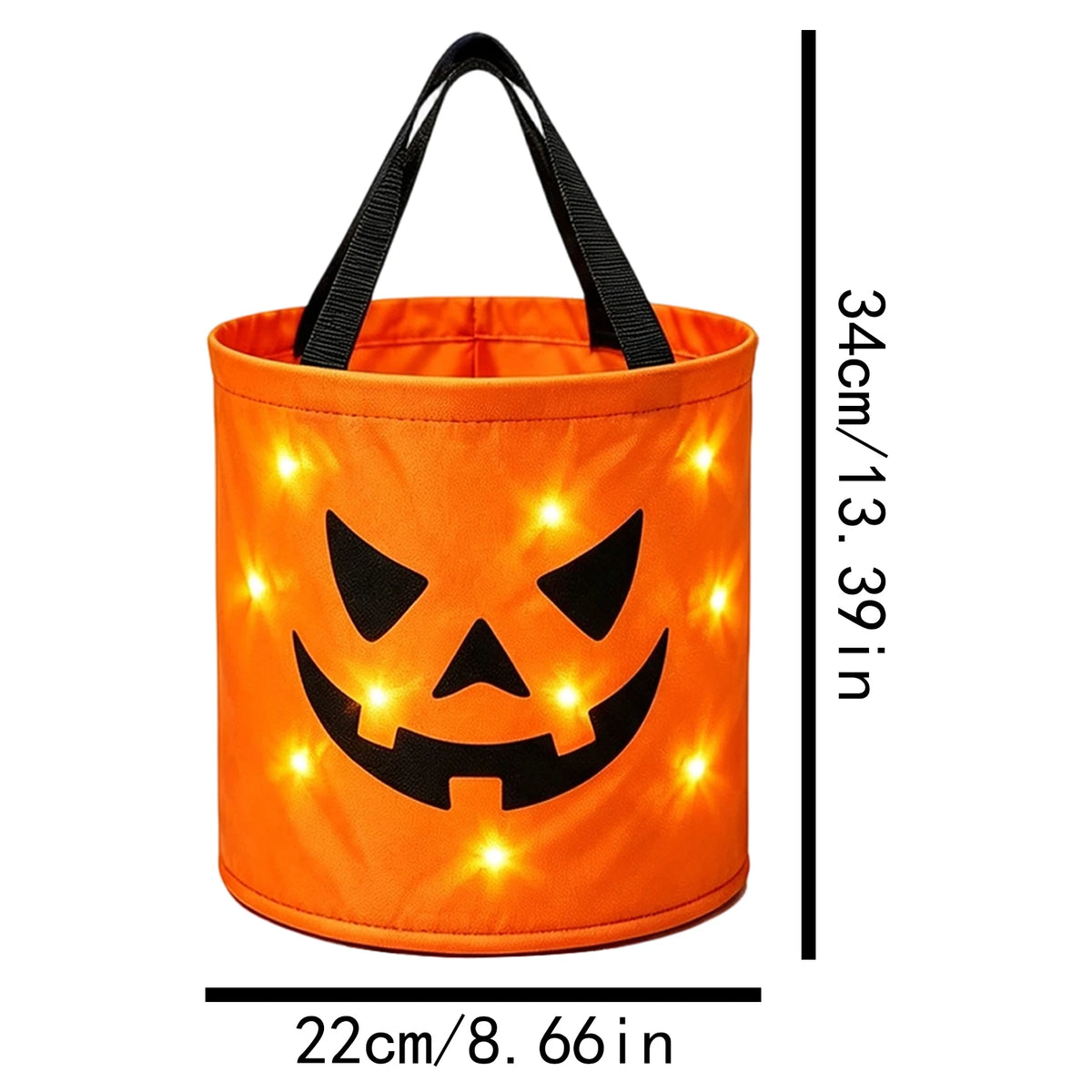 LED Light Up Halloween Pumpkin Candy Basket for Kids
