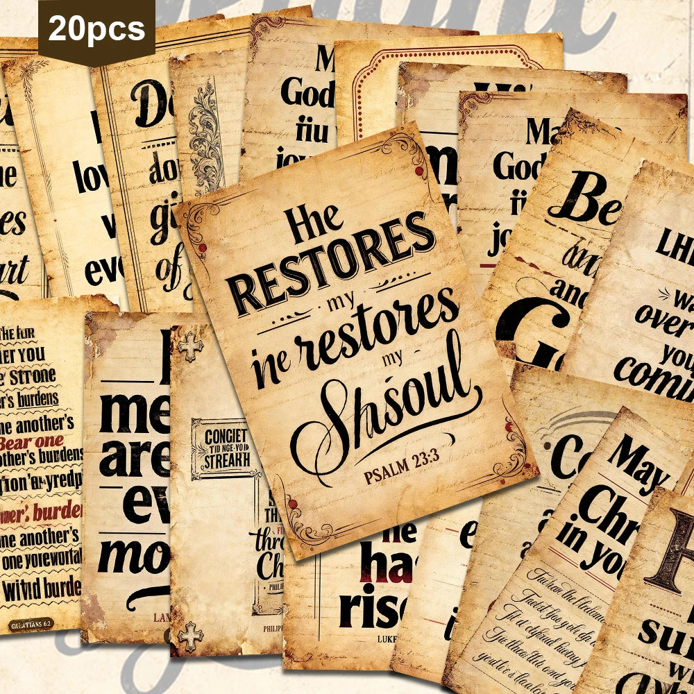 20pcs Retro Bible Verse Greeting Cards,Christian Faith Inspirational Quote Postcards,Religious Wall Decor,Gift For Office,Church