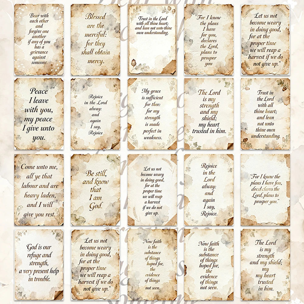 20pcs Retro Bible Verse Greeting Cards,Christian Faith Inspirational Quote Postcards,Religious Wall Decor,Gift For Office,Church