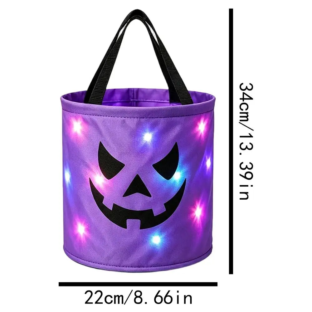 LED Light Up Halloween Pumpkin Candy Basket for Kids