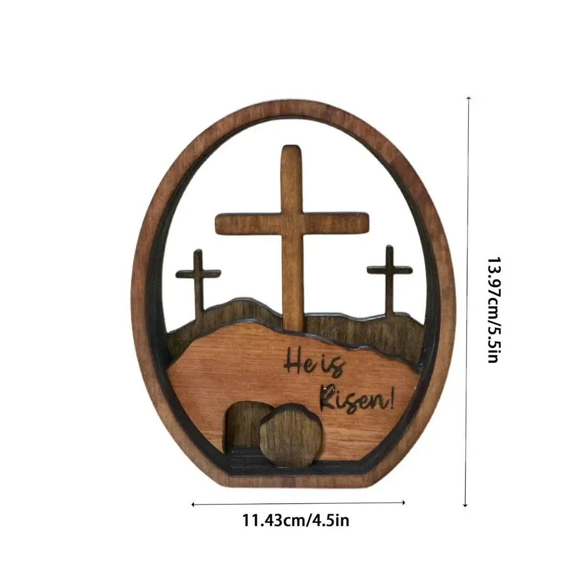 Empty Tomb Easter Scene and Cross 3D Decoration, Wooden Easter Resurrection Scene Cross Jesus Tomb Tray, Jesus Nativity Scene