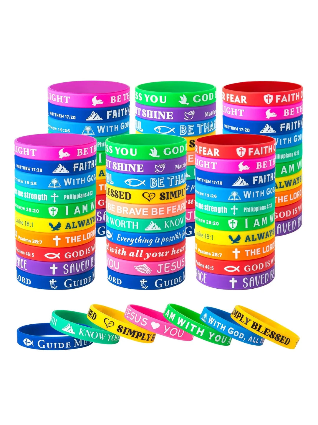 Bulk Bible Verse Silicone Christian Wristbands