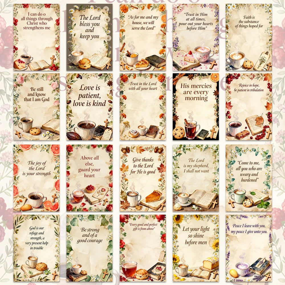 20pcs Retro Bible Verse Greeting Cards,Christian Faith Inspirational Quote Postcards,Religious Wall Decor,Gift For Office,Church