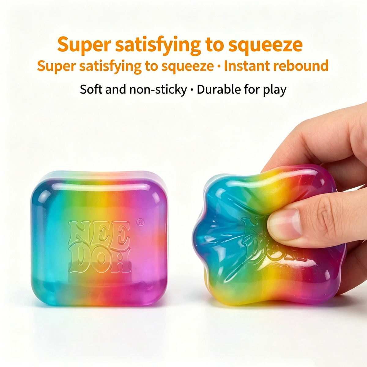 Schylling Nee Doh Rainbow Cube Squishy Fidget Toy Fingertip Stress Relief Sensory Play Gift