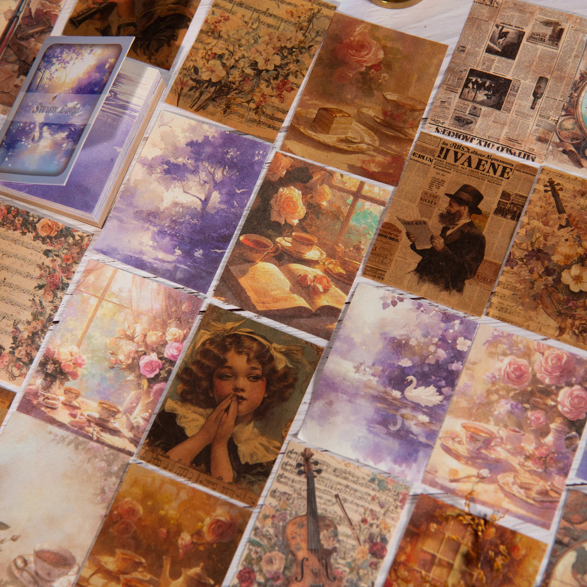 80pcs Vintage Antique Painting Collection Material paper Scrapbook Materials DIY Photo Album Collage Journal Creative Art paper
