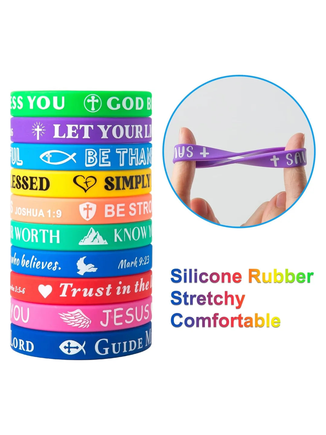 Bulk Bible Verse Silicone Christian Wristbands
